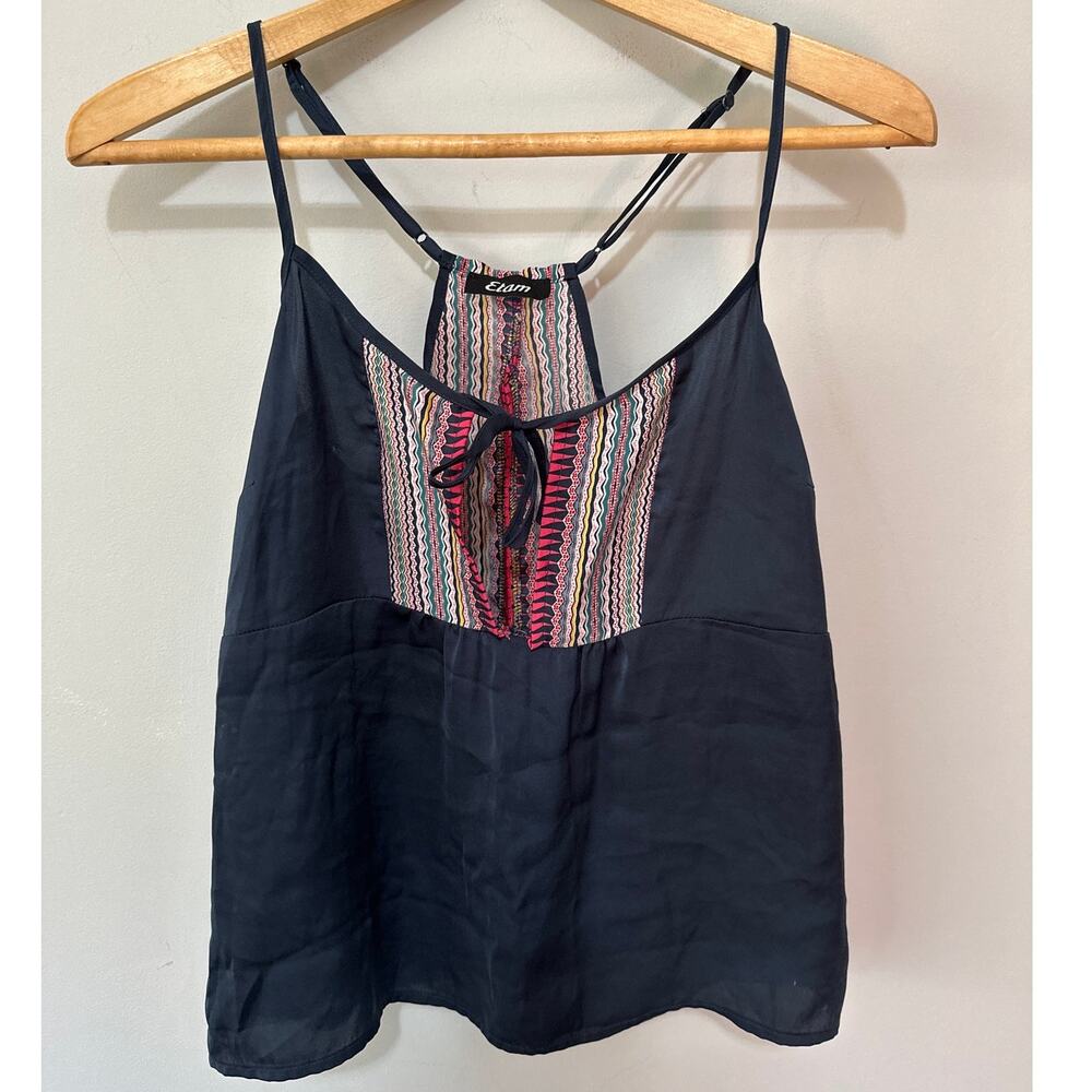 Etam Top Womens Small Blue Camisole Retro Y2K Euro Summer Festival Boho Chic